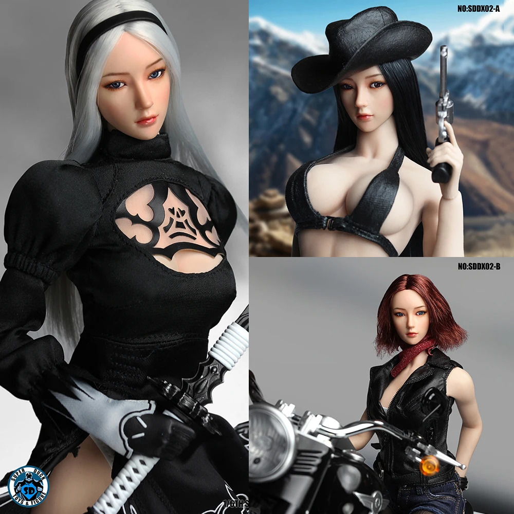 В наличии 1/6 Scale SDDX02 сексуальные для азиатской девушки голова Scuplt подвижные глаза