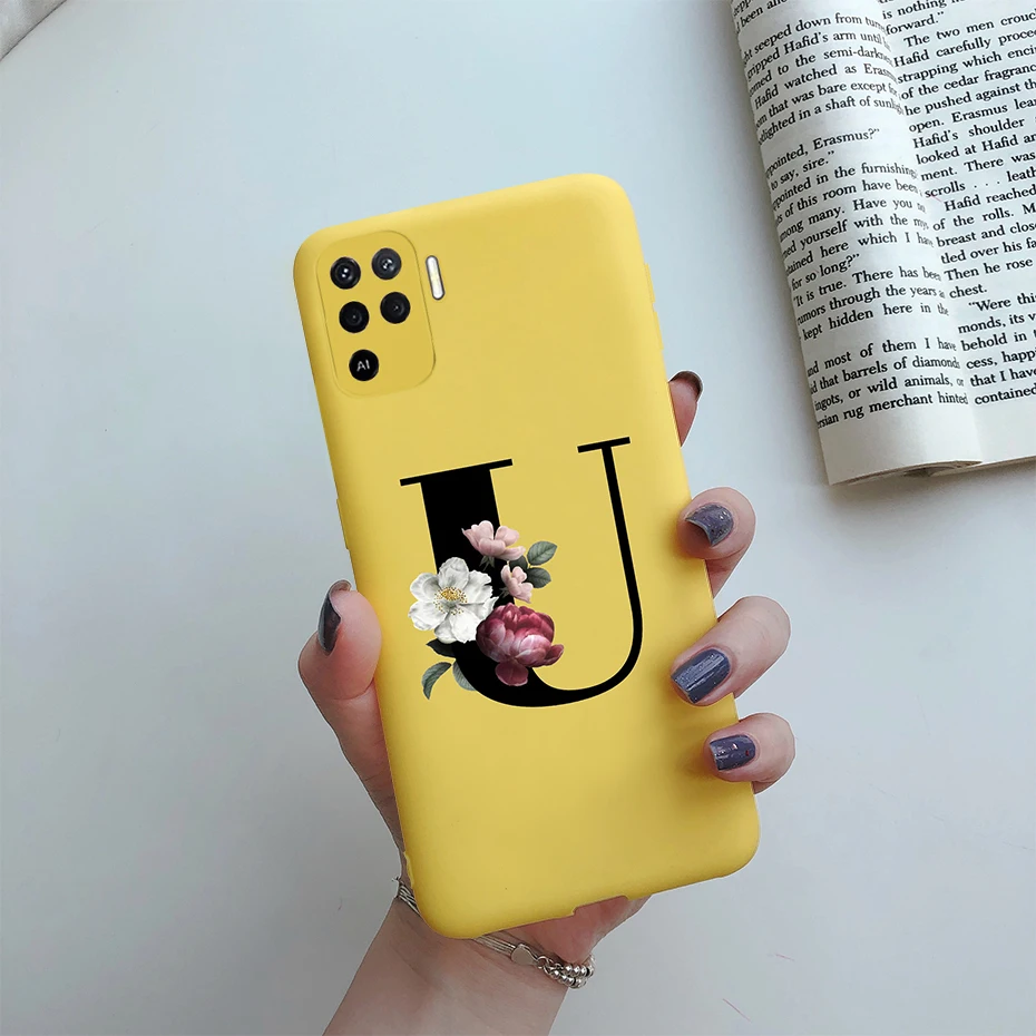 cases for oppo phones For Oppo Reno 5 Lite Case Letters Monogram ABC Flower Soft Silicone Back Cover For Oppo Reno5 Z Reno 5 F Z Lite 5F 5Z 5Lite Case oppo phone back cover Cases For OPPO