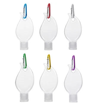 

5Pcs 50ml Leaf Shape Empty Refillable Bottle With Key Ring Hook Travel Portable Hand Sanitizer Bottle Hook Keychain Carrier