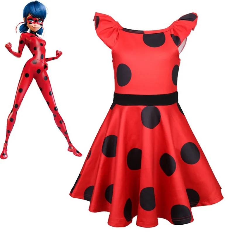 

Lady Bug Dresses Dots Toddler Costumes Girls Hallowee Party Princess Kids Summer Frocks Clothes Roupas Infantis Menina Vestidos