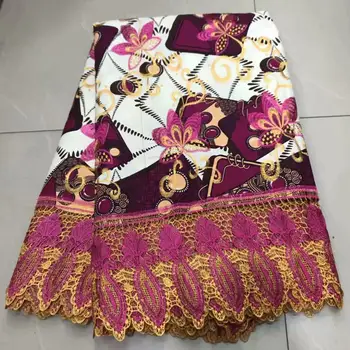 

6yards New Arrival African Embroidery Wax Lace Fabric High Quality Wax Prints Fabric With Guipure Cord Lace Ankara Fabric