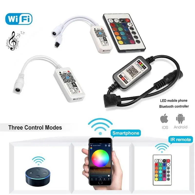Регулируемый мини контроллер Bluetooth RGBW музыкальный Wi Fi RGB для светодиодных лент 3528