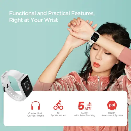 글로벌 버전 어메이즈핏 Amazfit Bip S 스마트워치, 5ATM 방수 내장 GPS GLONASS 블루투스 스마트 워치, IOS 안드로이드 폰용 5