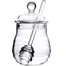 Transparent Glass Honey Jar with Lid Honey Jar Clear, 9 Ounces