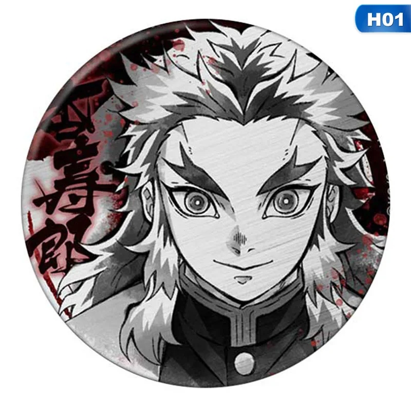 5.8CM Tinplate Tanjirou Icon Collection Breastpin For Backpacks Anime Badges Demon Slayer: Kimetsu No Yaiba Cosplay Brooch Pins