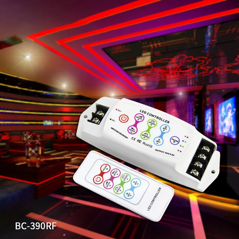 AAAE Top-Bc-390Rf 8A/Ch X 3 Многофункциональный Rgb светодиодный контроллер беспроводной пульт дистанционного Dc12V-24V/Dc5V-24V для светодиодной ленты