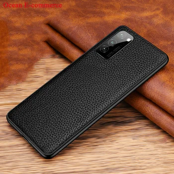 

Slim Genuine Leather & Silicone Case For Honor V30 Pro Vintage Shockproof Phone Back Case Cover Huawei Honor View 30 Pro Cases
