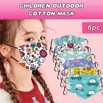 

6pc Kids Children Outdoor Cotton Mouth Masks Dustproof Face Masks Reusable Beautiful Print Mask Makes You Unique And Stylish #yl