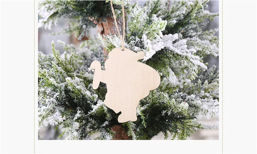 5pcs Wooden Kids DIY Color Painting Christmas Ornaments Cute Santa Claus Graffiti Art Crafts Toys Pendants Xmas Tree Decoration