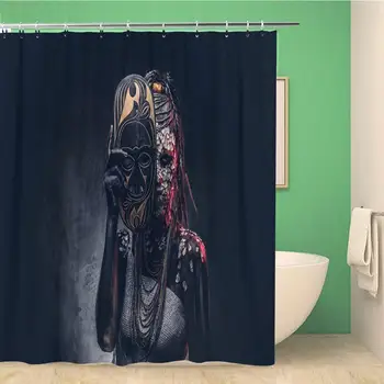 

Bathroom Shower Curtain Portrait of Witch from The Indigenous African Tribe Wearing Traditional Polyester Fabric 60x72 inches