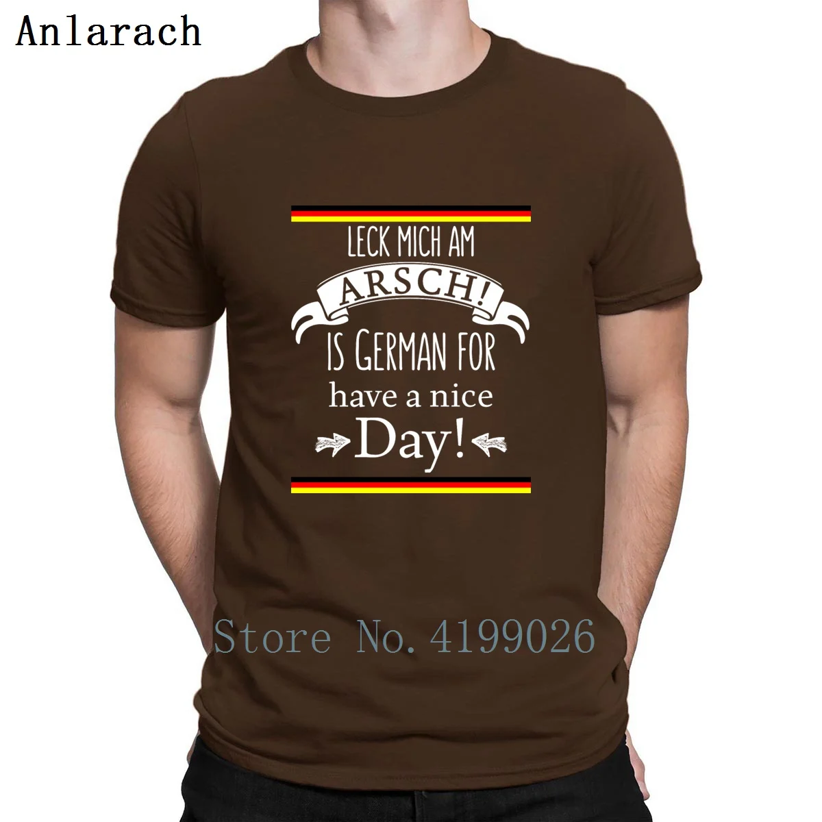 German Translations Leck Mich Am Arsch T-Shirt Hip Hop Newest Leisure Print T Shirt Men Euro Size S-3xl Solid Color Interesting - Цвет: coffee