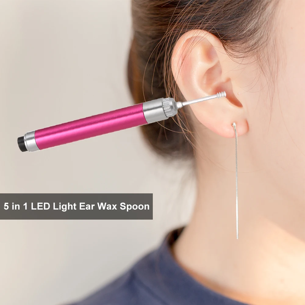 Инструмент для удаления воска для ушей ушной воск очиститель фонарик ушные палочки светодиодный Ушная кюрета ложка инструмент для ухода за ушками