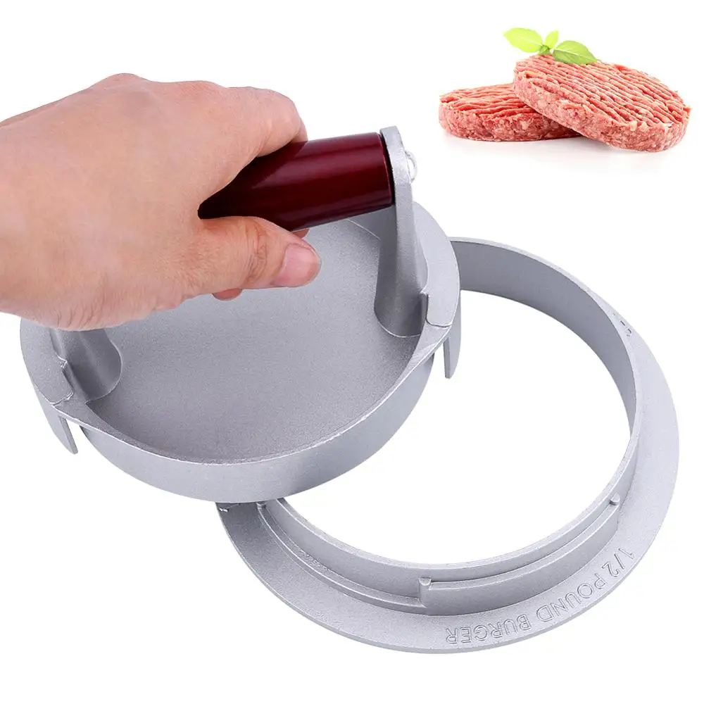 Rotate Hamburger Press Non-stick Coating Round Shape Aluminium Hamburger Press Burger Hamburger Patty 14CM Diameter Press Maker