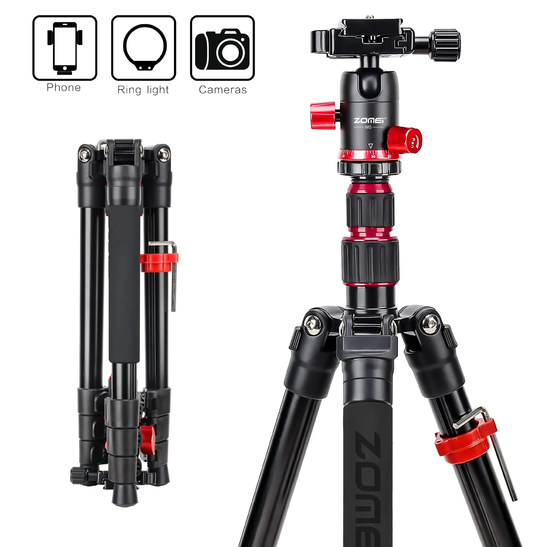 Photographic Camera Tripod ZOMEI Zhuomei M5 Magnesium-aluminum Alloy Mobile Phone Live Support Iphone for | Электроника