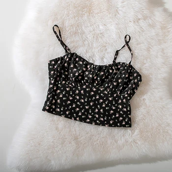 

Cthink 2020 Summer Black Flower Print Bodycon Strap Crop Top Women StreetWear Tank Top Shirt For Woman Good Quality Sexy Top