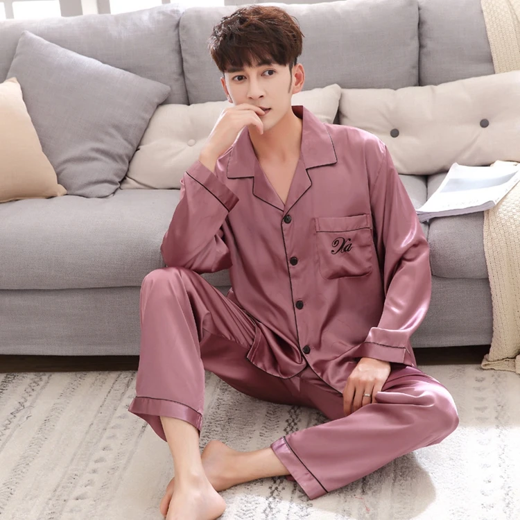 Luxury Pajama suit Satin Silk Pajamas Sets Couple Sleepwear Family Pijama Lover Night Suit Men & Women Casual Home Clothing black pajama pants