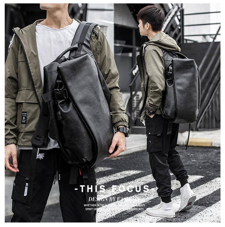 MOYYI рюкзак из искусственной кожи 35L Mochila 14 дюймов рюкзак для ноутбука с USB зарядным устройством мужской повседневный рюкзак для путешествий и улицы Черный