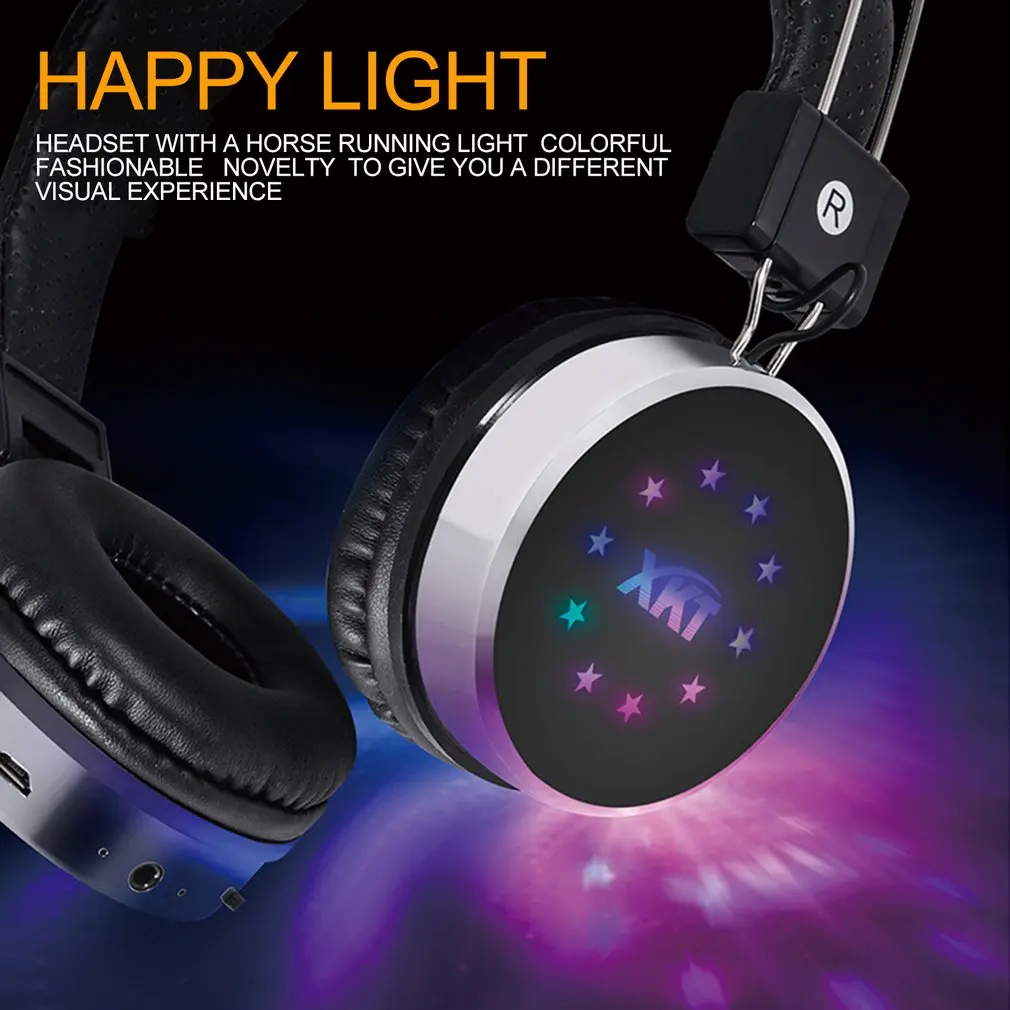 P60 Wireless Headphones Bluetooth Headphone 24 Hours Working Time 7 Color LED Light Support TF Card For Mobile phone PC TV