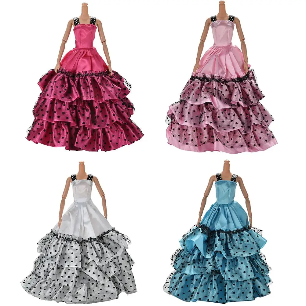 

1Pcs Summer Mini Tank Doll Princess Dress 3 Layer Dot Flower Dress For Dolls Wedding Dresses Hot Sell