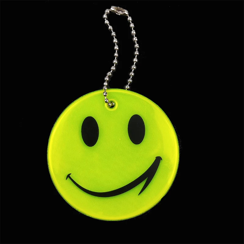 ORAFOL материал 600 свечей мягкий ПВХ улыбка лицо кулон брелок с отражателем сумка кулон аксессуары для безопасности дорожного движения - Цвет: Fluorescent yellow