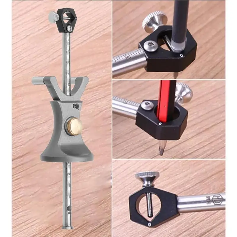 

Durable Aluminium Alloy Wood Joints Scriber Draw Circle Marking Carpentry Tools Design and Drawing Arc of Stainless Steel Roller