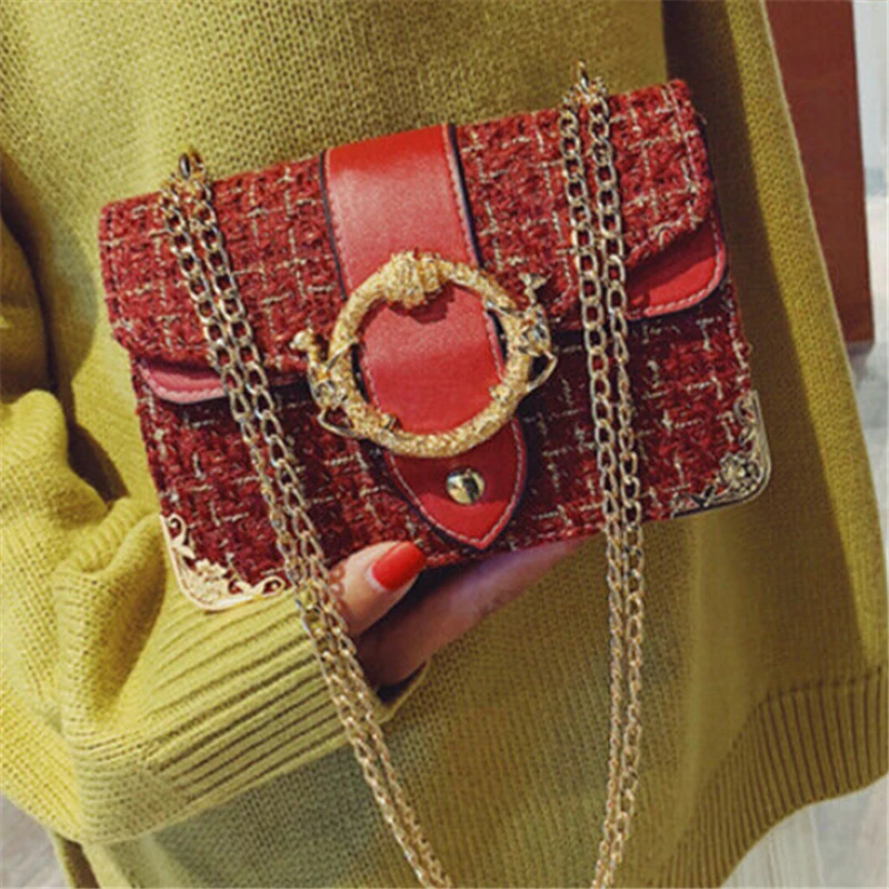 

Ladies Handbag Women Fashion Flap High Quality Wool Material Handbag Shoulder Bag Lady Chain Crossbody Tote Bag Elegant