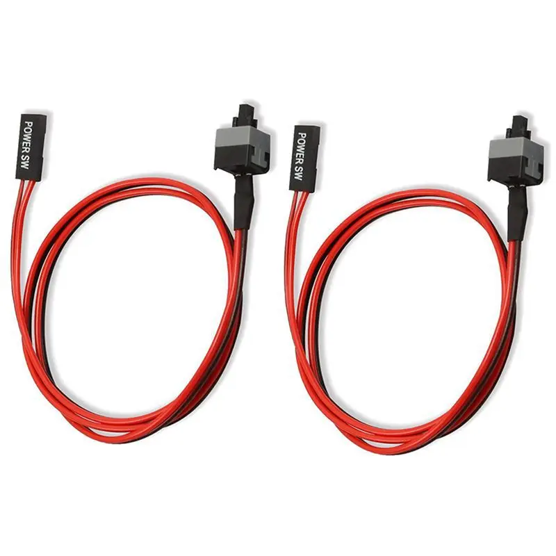 

2 Pack 2 Pin SW PC Power Cable on/off Push Button ATX Computer Switch Wire 45cm