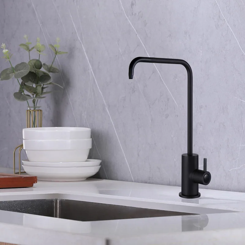 

High Quality Brass Black Kitchen sink Direct drinking faucet Healthy Purified water Tap Rotatable Single hole Single handle