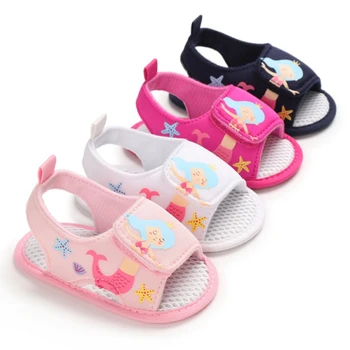 

Baby Girls shoes Print Sea Princess Breathable Anti-Slip Summer Shoes Sandals Toddler Soft Soled First Walkers 0-18M Shoes .