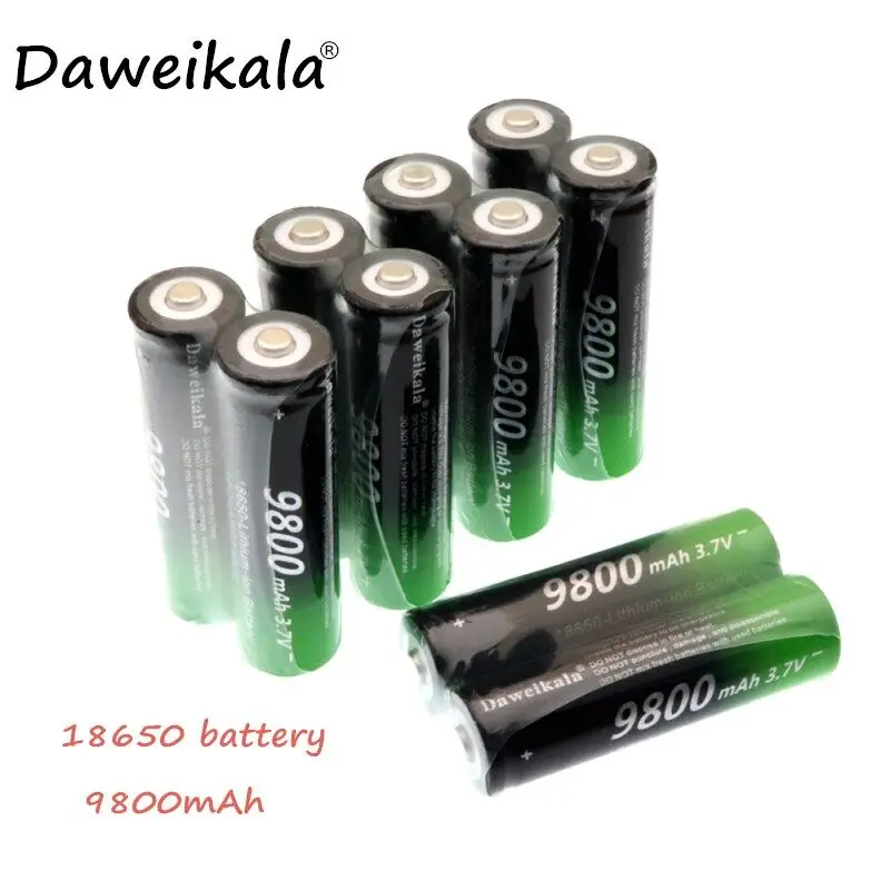 2~ 20 шт 18650 Батарея 3,7 V 9800 mAh емкость литий-ионная аккумуляторная батарея для фонарика факел батарея подарок