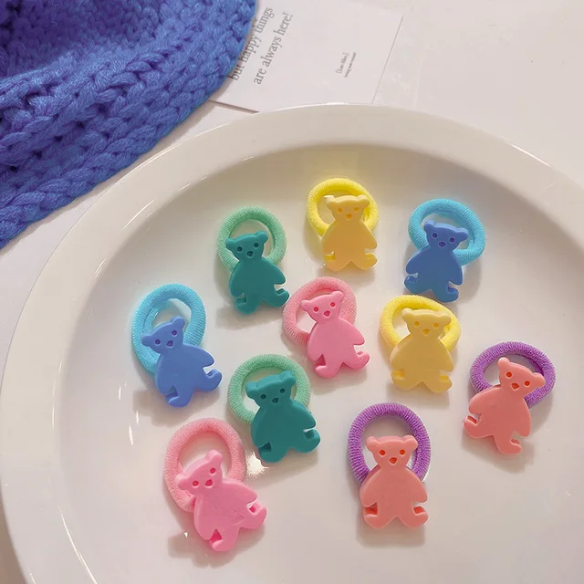 100Psc/Set Lovely Colorful Hair Bands For Girls Nylon Hair Ties Kids Candy Color Elastic Rubber Band Scrunchie Hair Accessories 10pcs