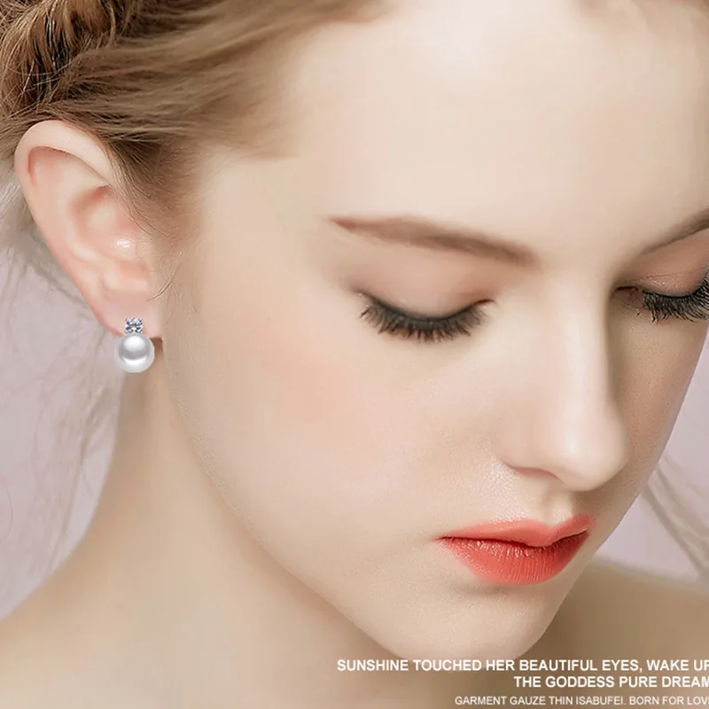 Silver Earrings Pearl Earrings Silver Stud Earrings Womens Earrings Pearl Stud Earrings Natural Freshwater Pearl 925 Sterling Silver Earrings For Women Fashion Korea Jewelry Gifts