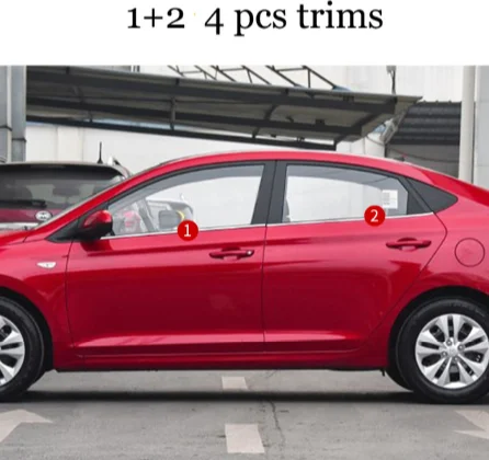Накладки на окна автомобиля из нержавеющей стали для hyundai solaris hyundai verna 5-го поколения - Цвет: 4 pcs trims