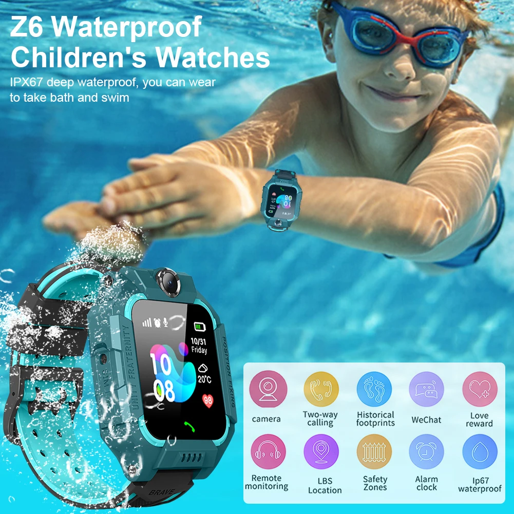 Children's Smart Watch GPS IP67 SOS Waterproof  Phone Watchs For Kids Support SIM Card For Android Kids Watch Gift Boys Girls