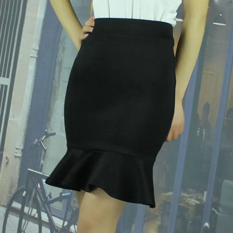 

Korean-style New Style Elasticity Sheath Fishtail Skirt Slimming Half-length Black Skirt Solid Color Versatile Skirt