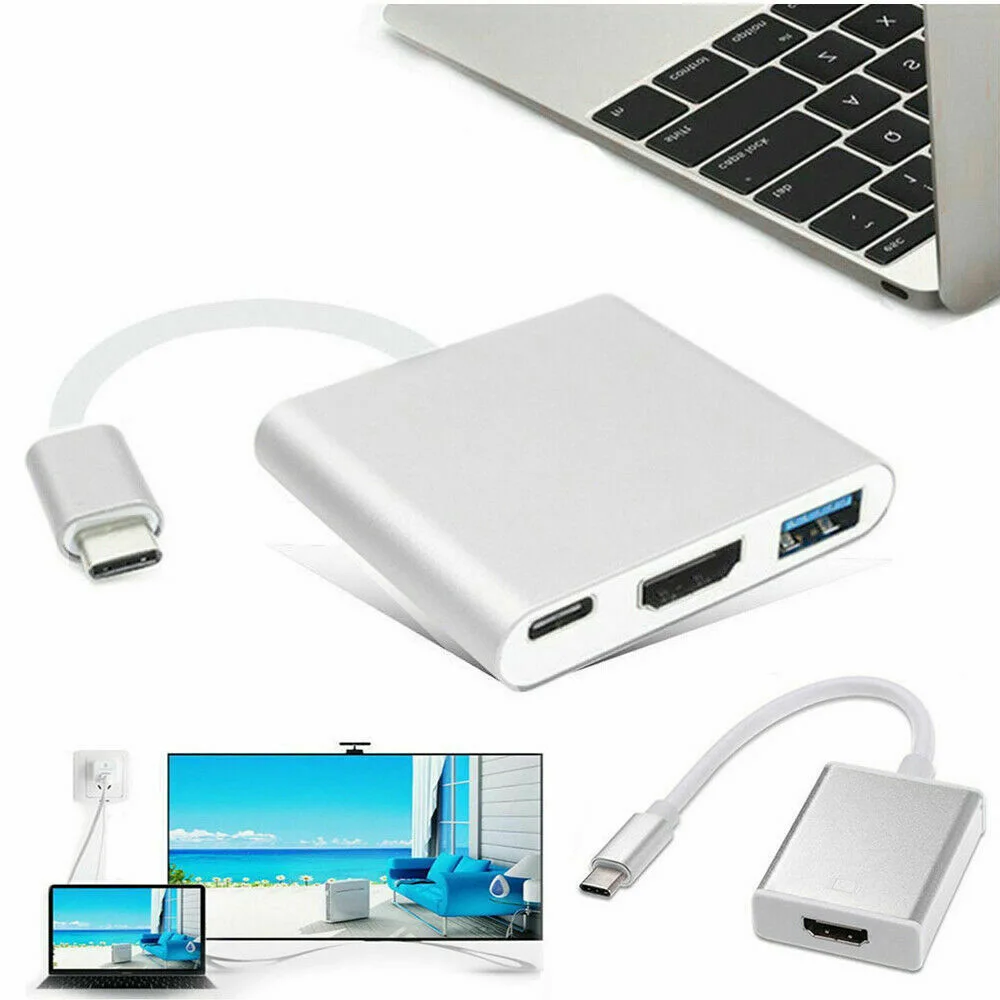 Usb type C 3,1-USB-C 4K HDMI USB 3,0 кабель-адаптер 3 в 1 концентратор для Macbook Pro прочный дизайн HDMI интерфейс