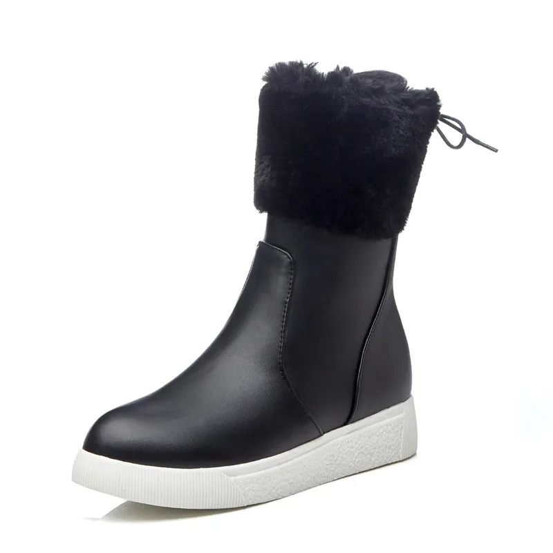 ASUMER big size 43 ankle boots women round toe zip warm thick fur winter snow boots comfortable simple flat shoes woman