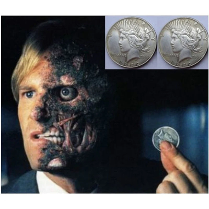 Movie Two Face Prop Trick Coin Harvey Dent cosplay props | Тематическая одежда и униформа