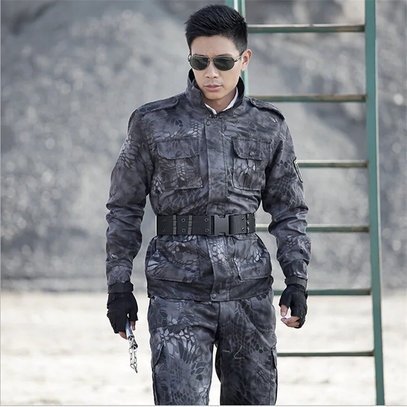 Тактическая армейская военная форма боевые костюмы черный пиджак + брюки один