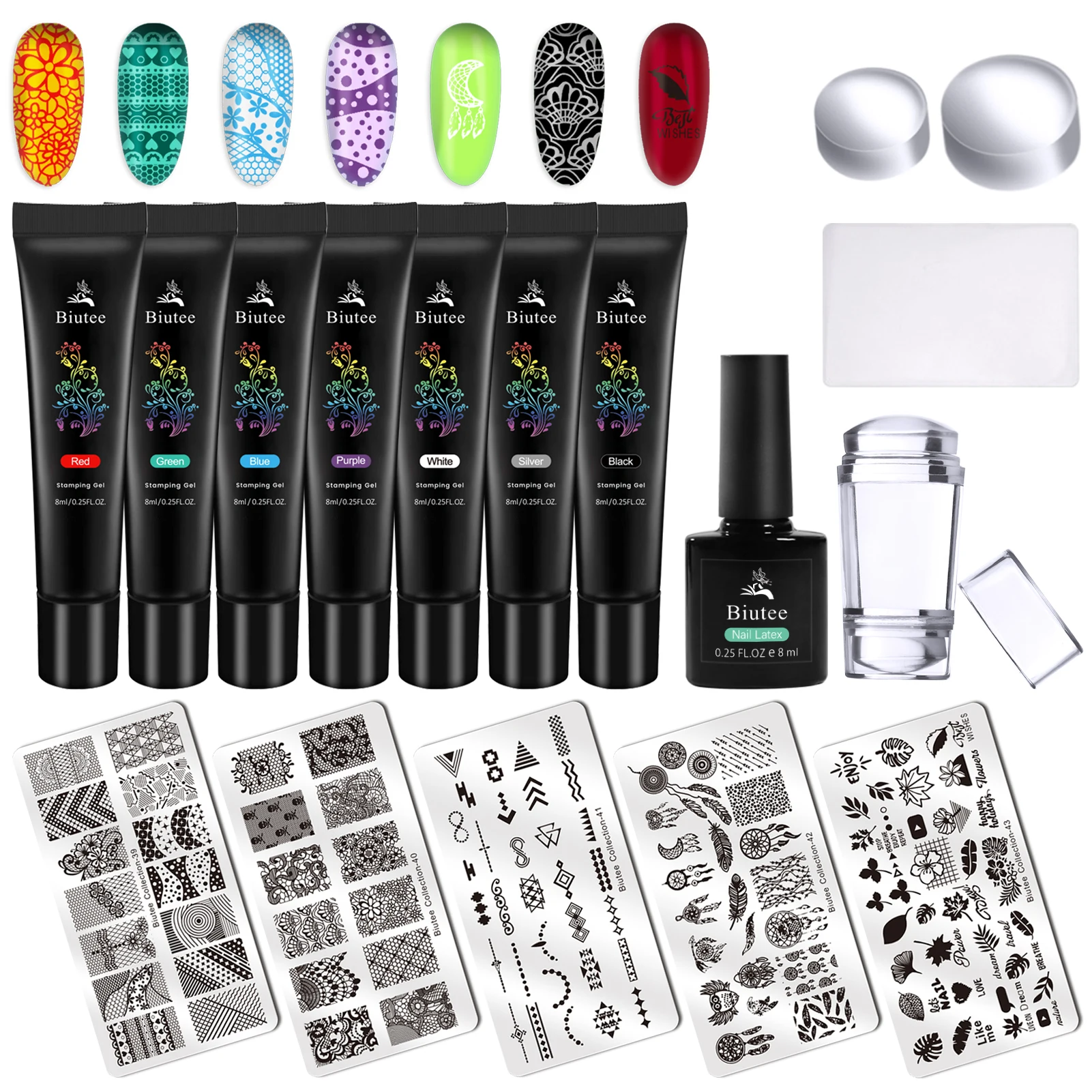 Biutee Nail Stamping Gel Polish 8ml With Stamping Plates Kit Uv Gel