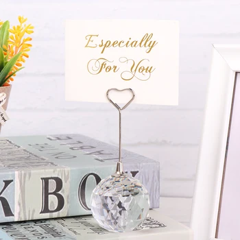 

1PC New Clear Crystal Card Holder Romantic Heart Shape Photo Clip Table Number Stand Desktop Decoration Wedding Party Supplies