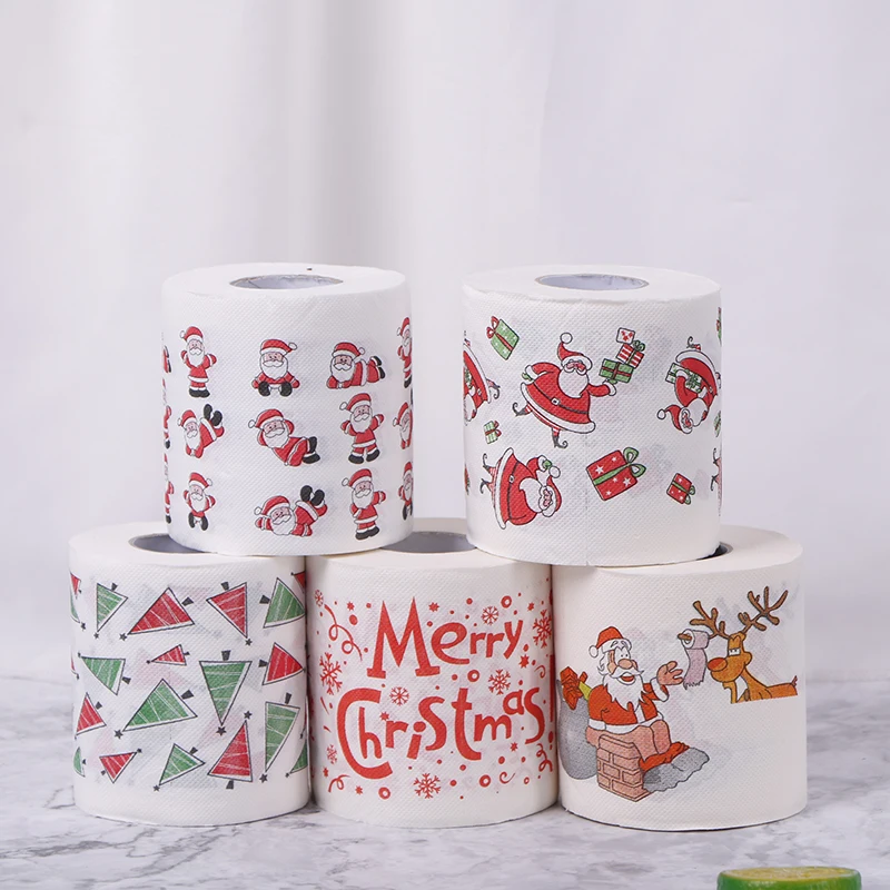 Christmas Table Napkin Home Santa Claus Bath Toilet Roll Paper Xmas Decor Tissue Personalized pattern color napkins