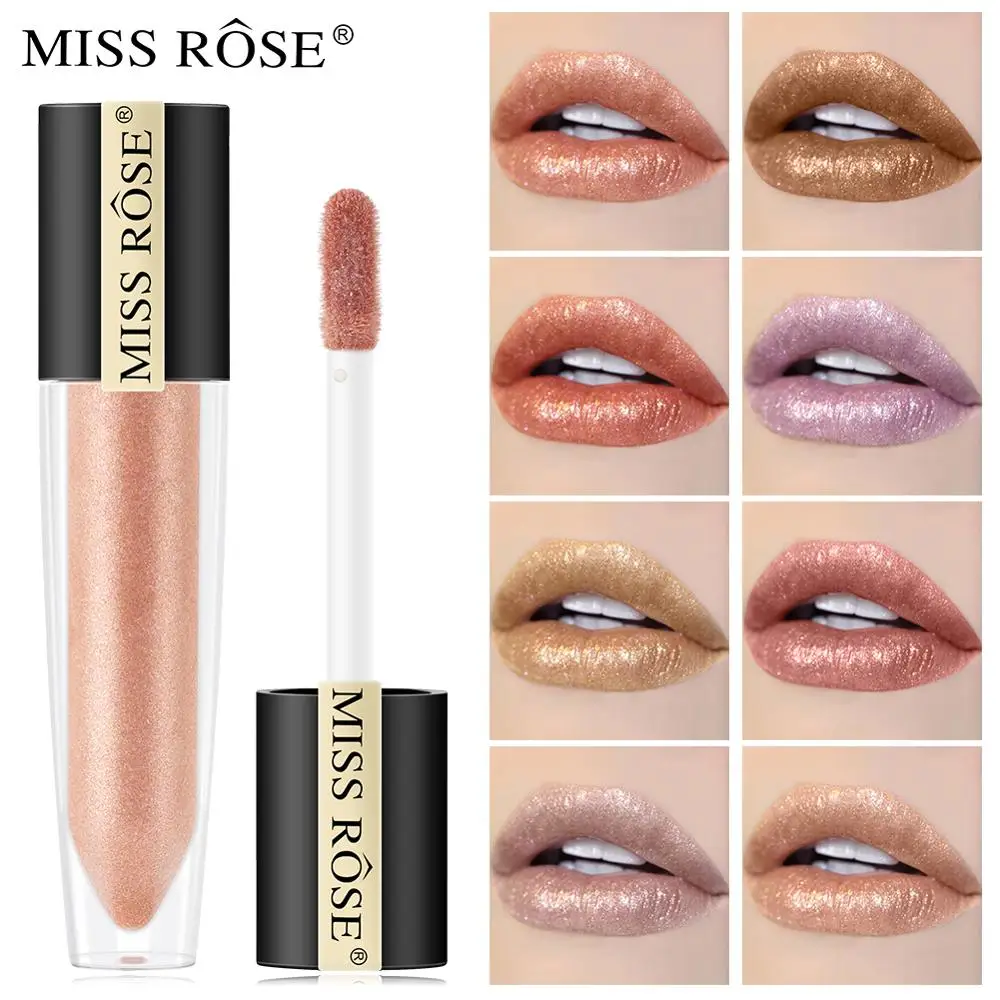 MISS ROSE Блестящий металлический блеск для губ стойкий мигающий увлажняющий блеск для губ оттенок глазури жидкая Фирменная помада, макияж