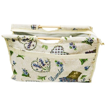 

Jacquard Woven Practical Printed Sewing Sweaters Tote Knitted Gift Knitting Storage Bag Wooden Handle Wool Organizer Craft Yarn