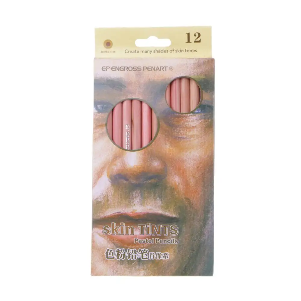 12Pcs Professional Soft Pastel Pencils Wood Skin Tint Colored Pencil | Канцтовары для офиса и дома