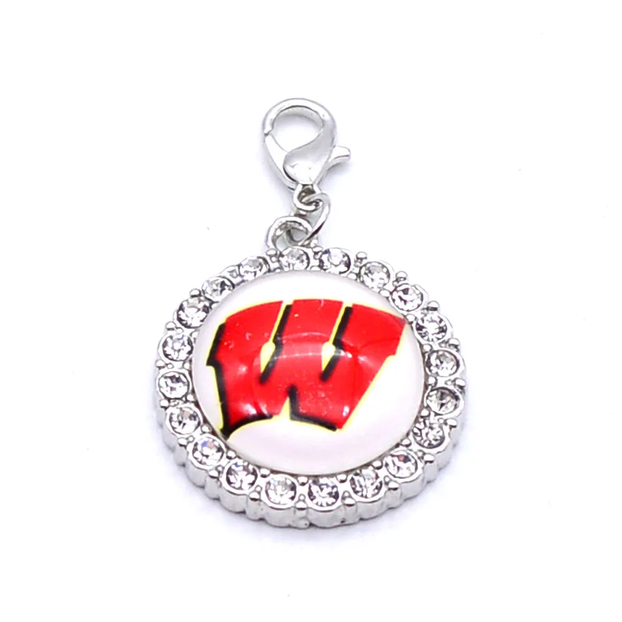 as picture Подвески Университет Национальная организация студенческого спорта Wisconsin badgers Шарм кулон подходящие Браслеты и ожерелья ювелирные изделия Спорт Баскетбол Мода - Окраска металла: as picture