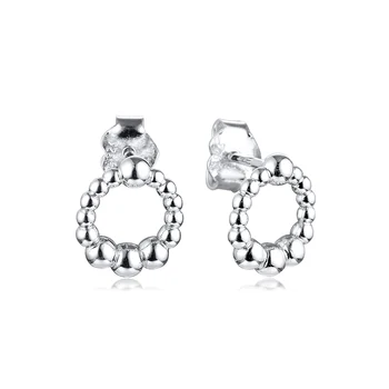 

CKK Silver 925 Jewelry Beaded Circle Stud Earrings For Women Gift Sterling Silver Original Earring