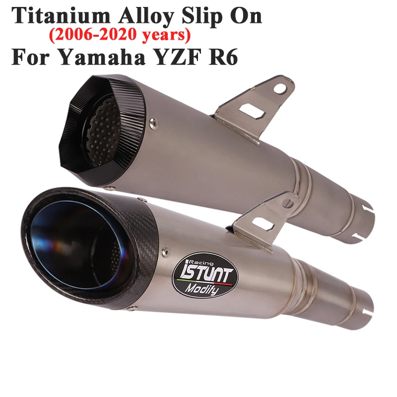 

Titanium Alloy Slip On For Yamaha YZF R6 2006 - 2020 Motorcycle GP Exhaust Escape Modified Muffler Carbon Fiber Middle Link Pipe