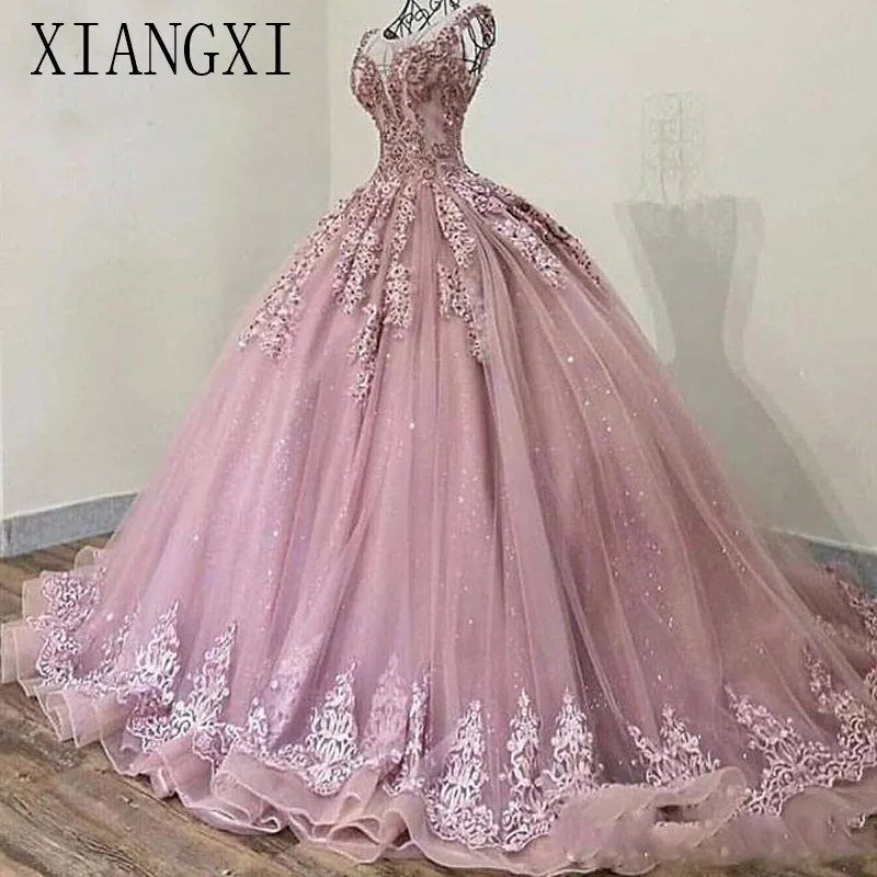 

2020 Elegant Sheer Jewel Neck Evening Dress Ball Gown Lace Appliques Beads Sweep Train Formal Gown Vintage Prom Dresses