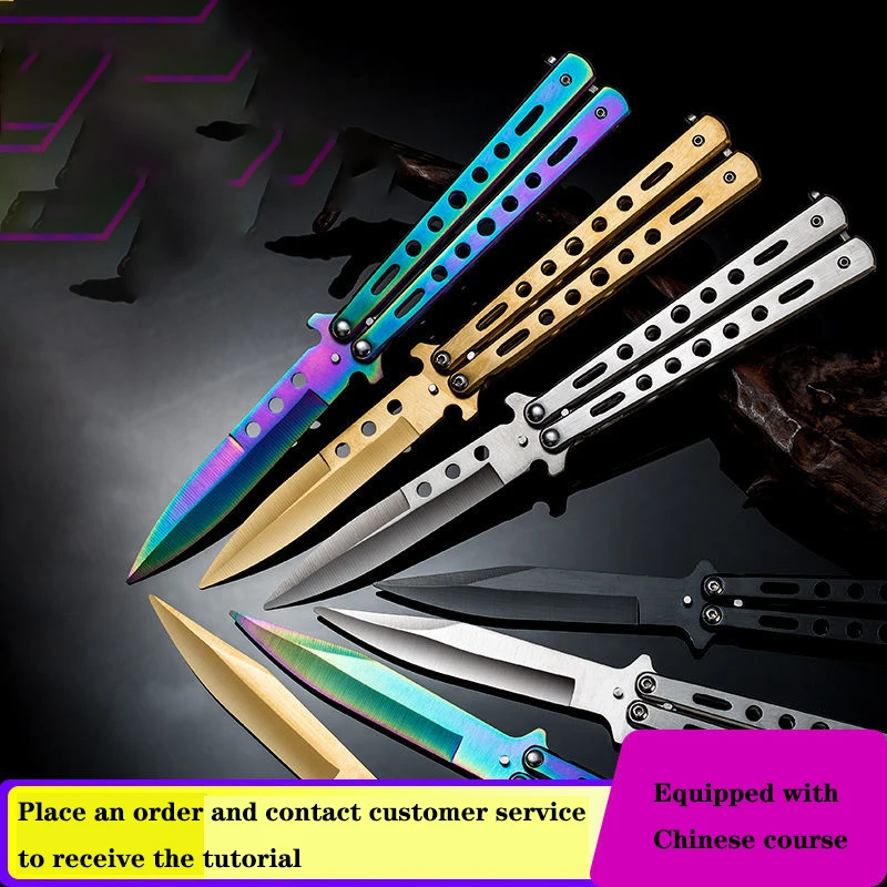 

No Edged CS GO Knives Butterfly Knife Trainer Camping Survival Combat Knife Pocket Mini Folding Training Tactical Comb Knife